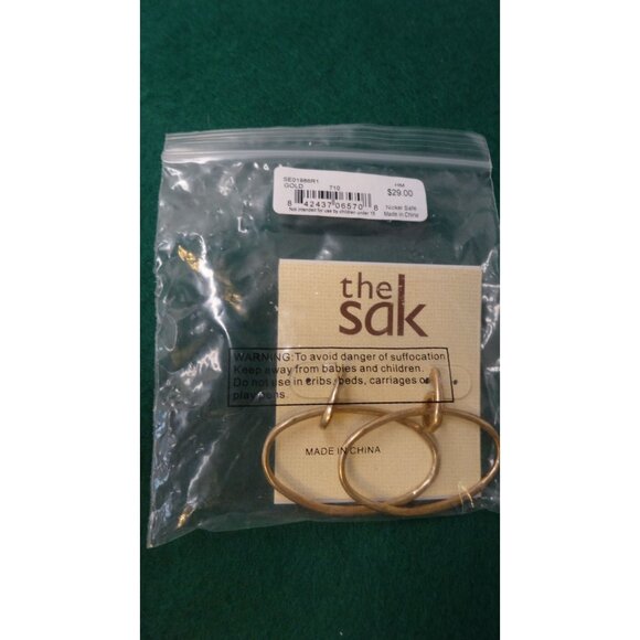 The SAK Gold Hoop Earrings Slim Oval Gold Tone New - Picture 5 of 6